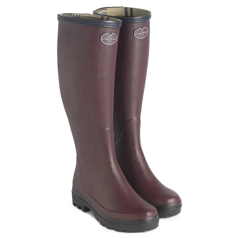 Le Chameau Giverny Jersey Lined Wellington in Cherry-1